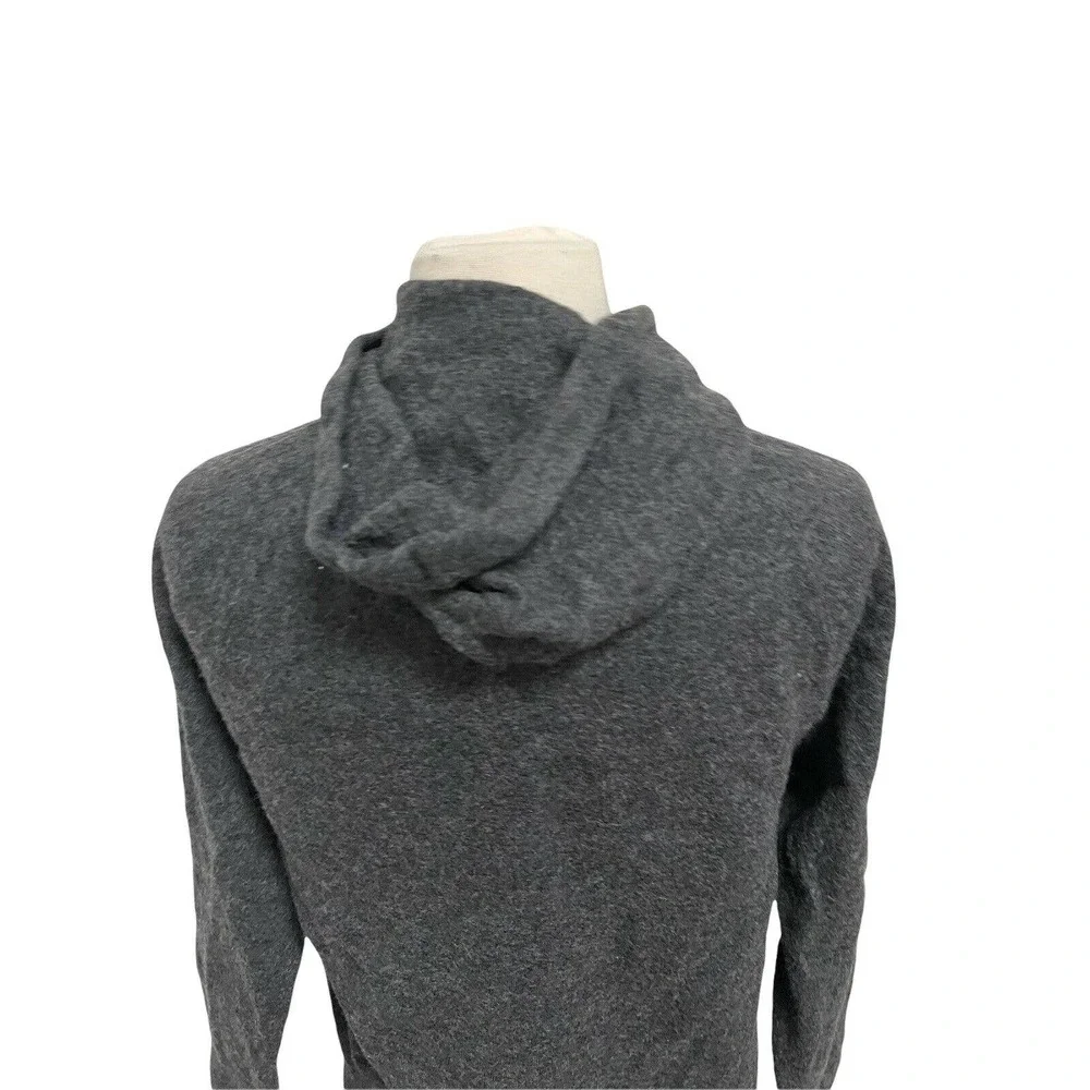 Banana Republic Hoodie Sweater Gray Italian Merino Wool V Neck Pullover - Picture 4 of 10